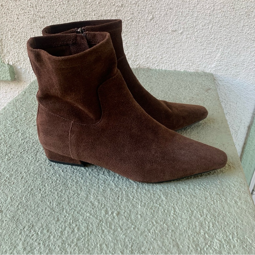 Jason Wu Dark Brown Suede Pointed Toe Ankle Booties - Picture 4 of 15
